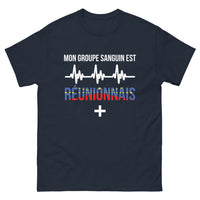 Thumbnail for T-shirt Réunion marine - Mon groupe sanguin est réunionnais