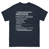 Thumbnail for T-shirt Ardèche marine - Précautions d'emploi humoristiques