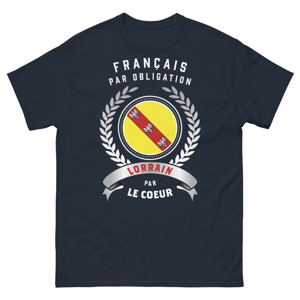 T-shirt Lorraine marine - Français par Obligation, Lorrain par le Coeur