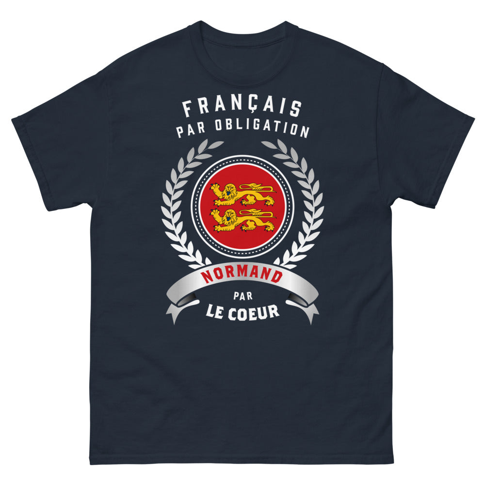 T-shirt Normand marine - Français par obligation, Normand par le cœur