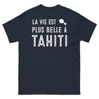 Thumbnail for T-shirt Tahiti noir - La vie est plus belle à Tahiti dos