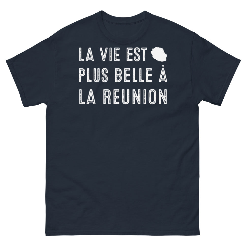 T-shirt La Réunion marine - La vie est plus belle à La Réunion