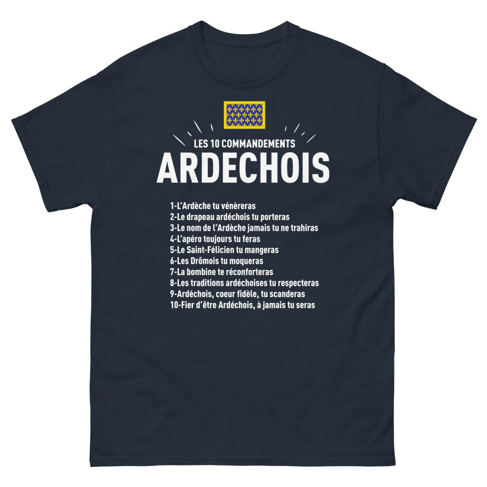 T-shirt Ardèche marine - Les Dix Commandements Ardéchois