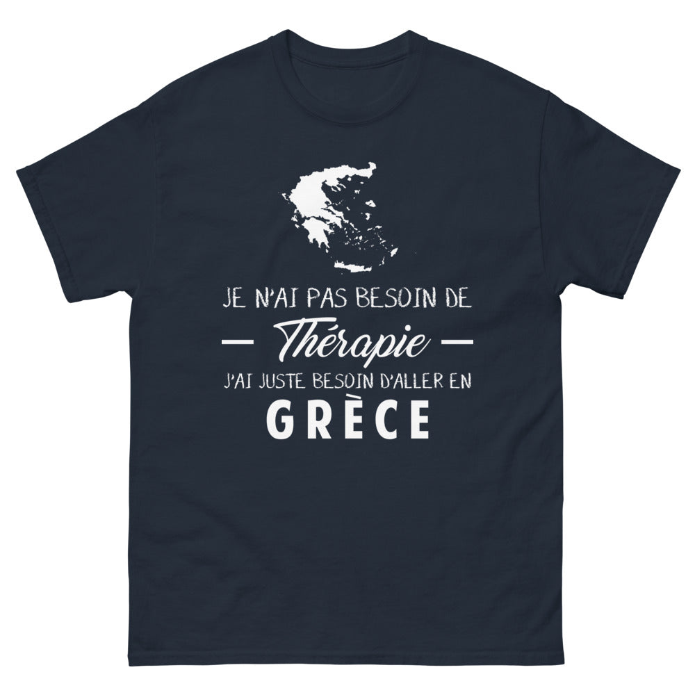 T-shirt Grèce marine - Pas besoin de thérapie, juste de Grèce