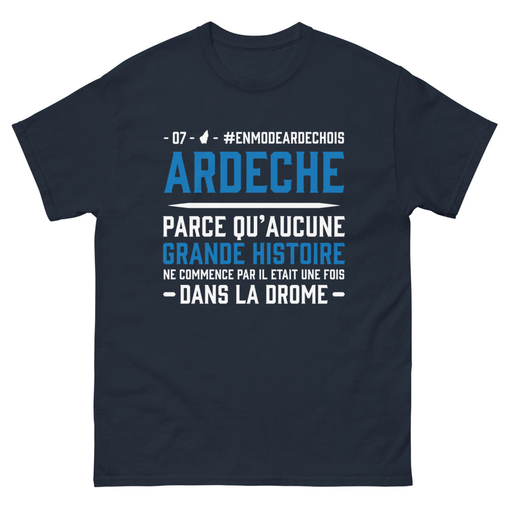 T-shirt Ardèche noir dos - Les grandes histoires commencent ici