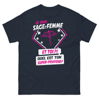 Thumbnail for T-shirt Sage-femme marine - Quel est ton super pouvoir ?