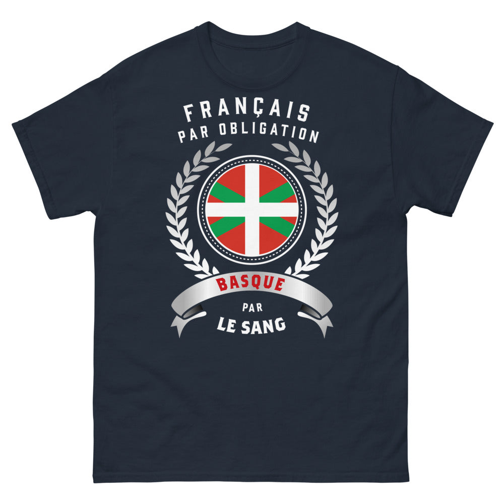T-shirt Basque marine - Français par Obligation, Basque par le Sang