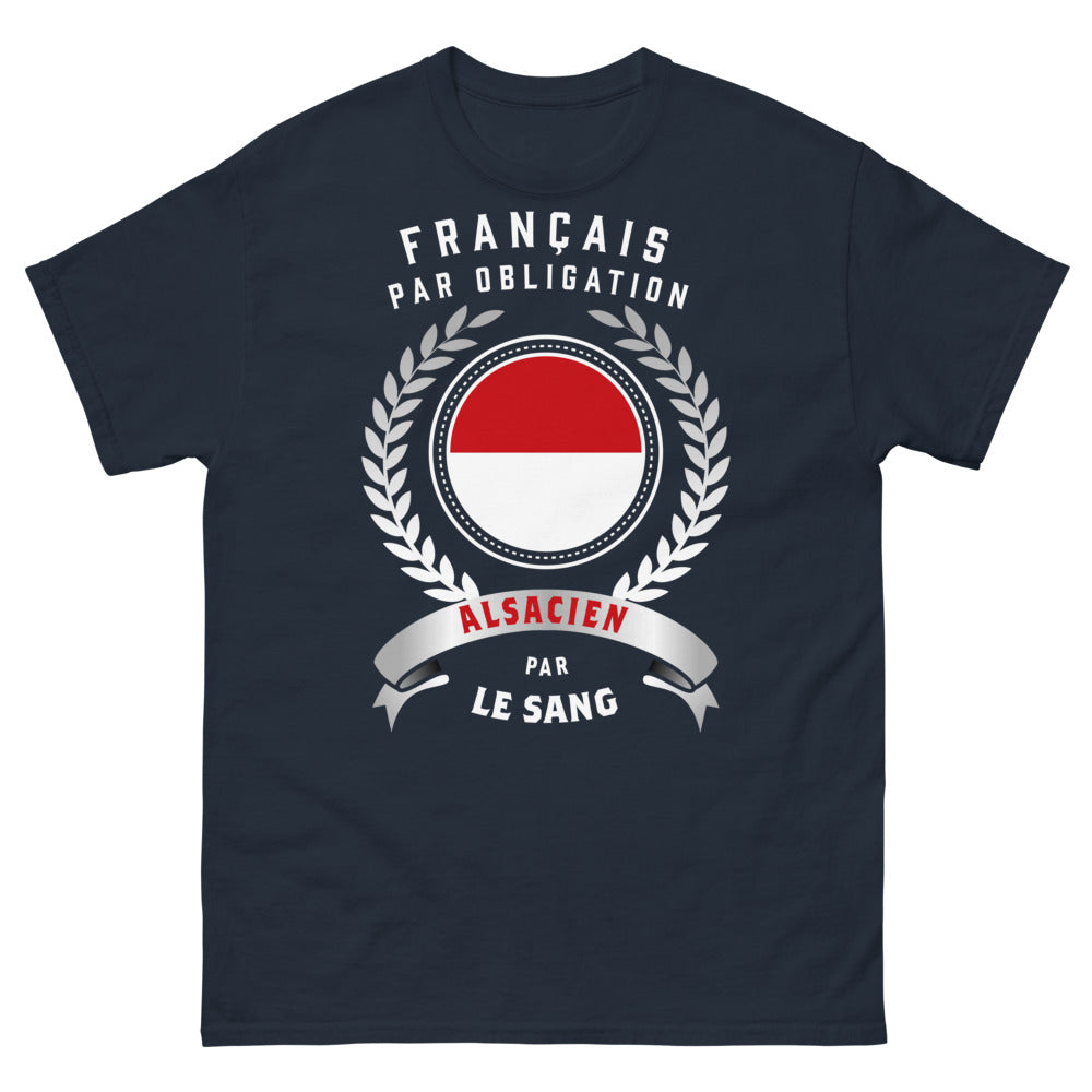 T-shirt Alsacien noir dos - Français par Obligation, Alsacien par le Sang