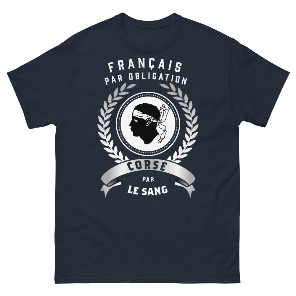 T-shirt Corse noir dos - Français par obligation, texte humoristique