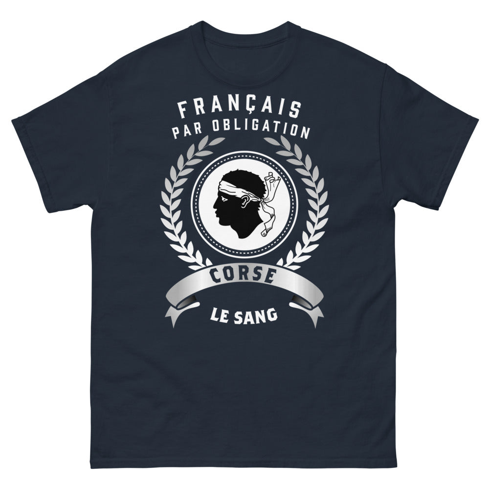 T-shirt Corse marine - Français par Obligation, Corse de Sang