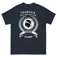 Thumbnail for T-shirt Corse marine - Français par obligation, cœur en fête