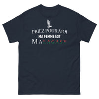 Thumbnail for T-shirt Madagascar marine - Priez pour moi, ma femme est Malgache