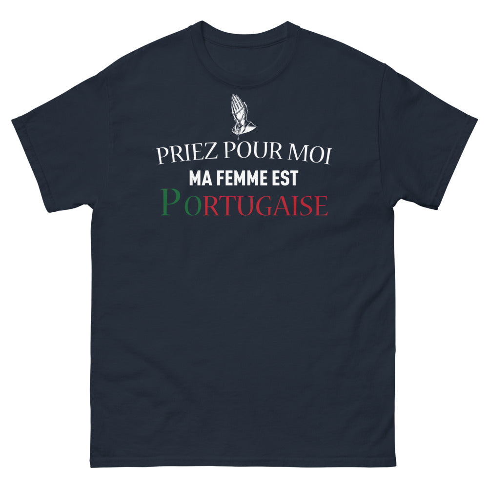 T-shirt Portugal marine - Priez pour moi, femme portugaise