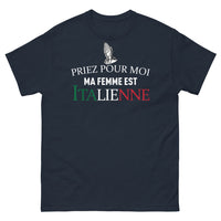 Thumbnail for T-shirt Italie noir - Priez pour moi, ma femme est Italienne dos