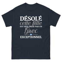 Thumbnail for T-shirt humour grec marine - Désolée, cette fille est déjà prise