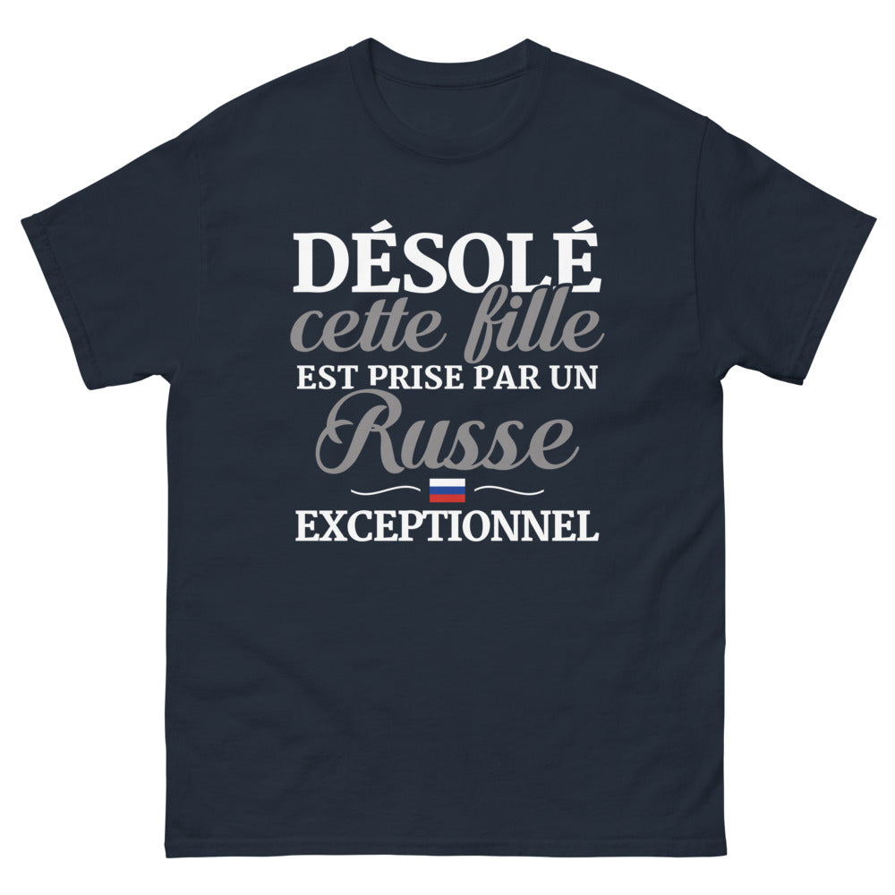 T-shirt Fille noir dos - Désolée, cette fille est prise par un Russe exceptionnel