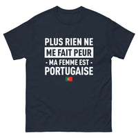 Thumbnail for T-shirt Portugal marine - Rien ne me fait peur, ma femme est Portugaise