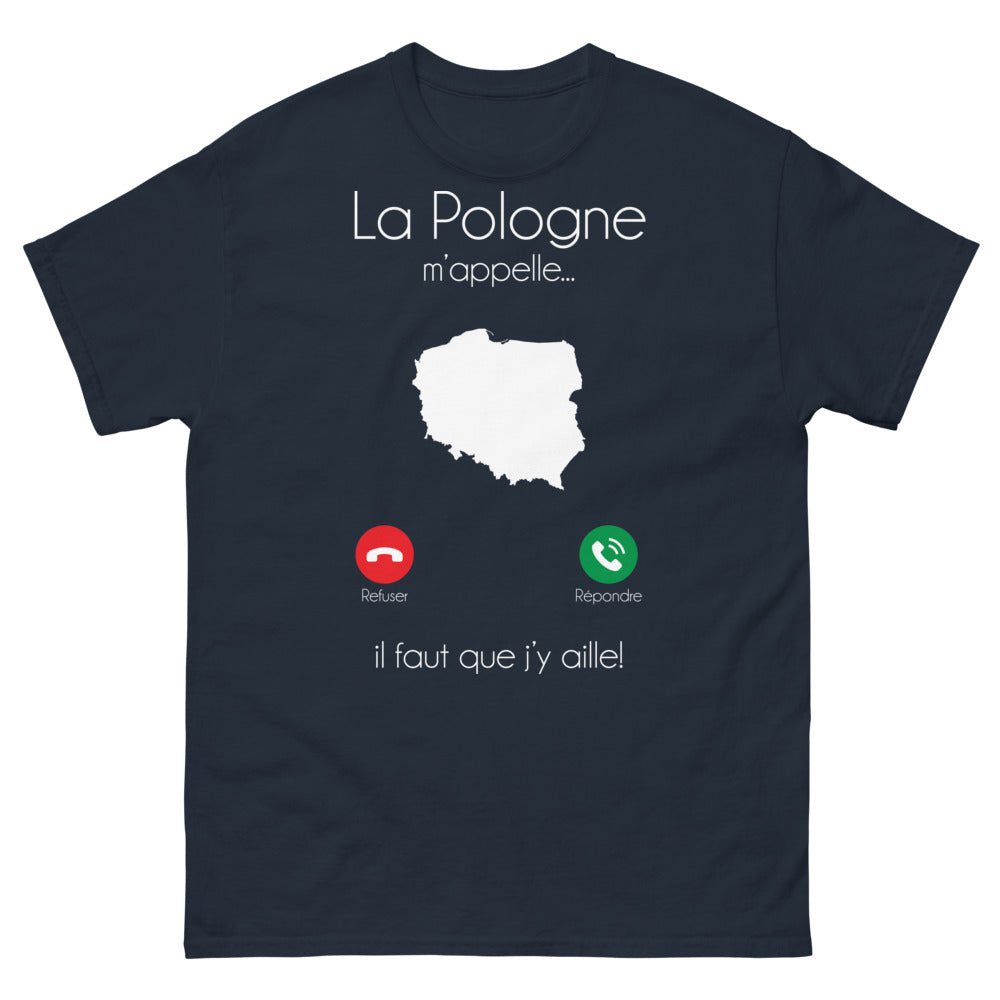 T-shirt Pologne marine - La Pologne m'appelle, un hommage humoristique