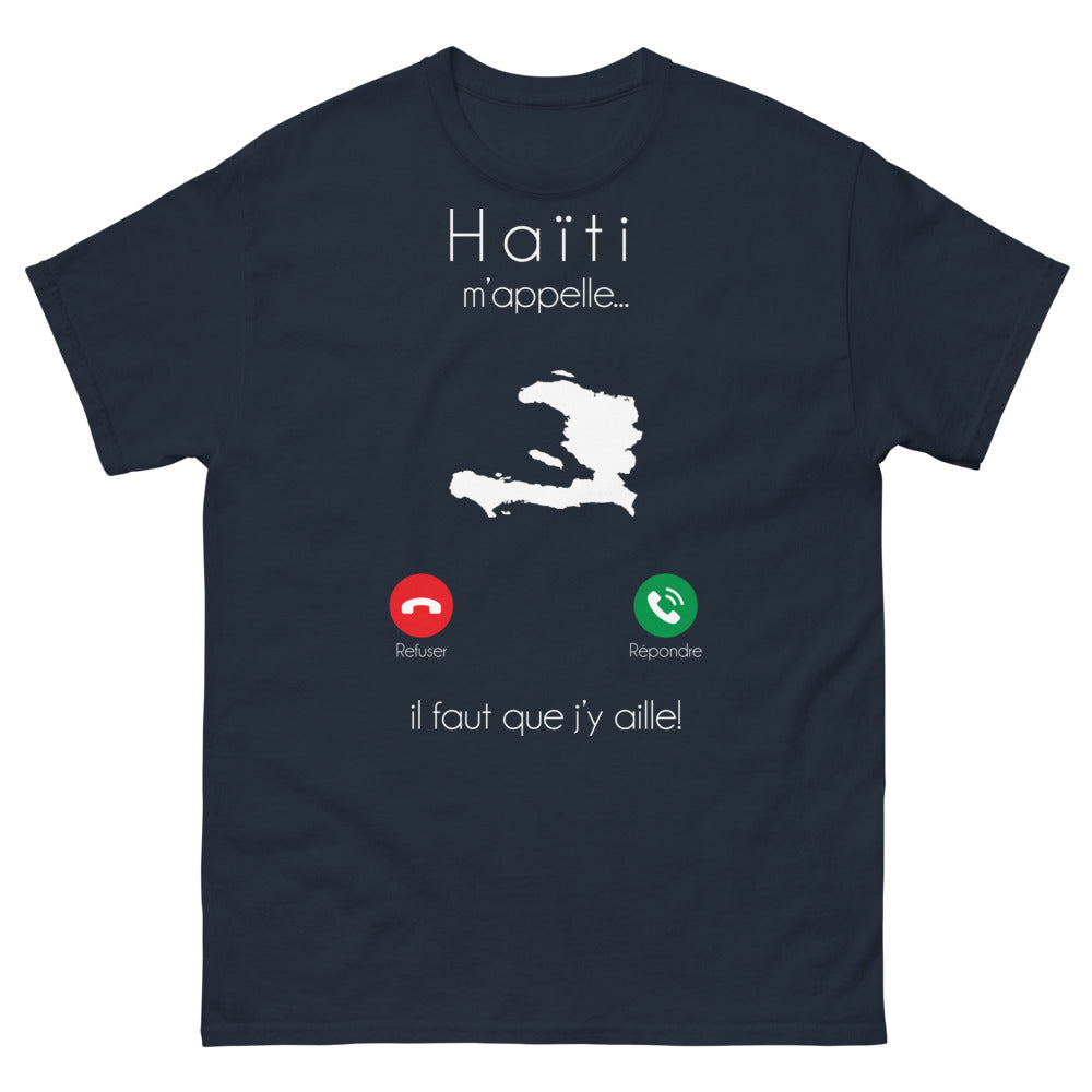 T-shirt Haïti marine - Haïti m'appelle, il faut que j'y aille
