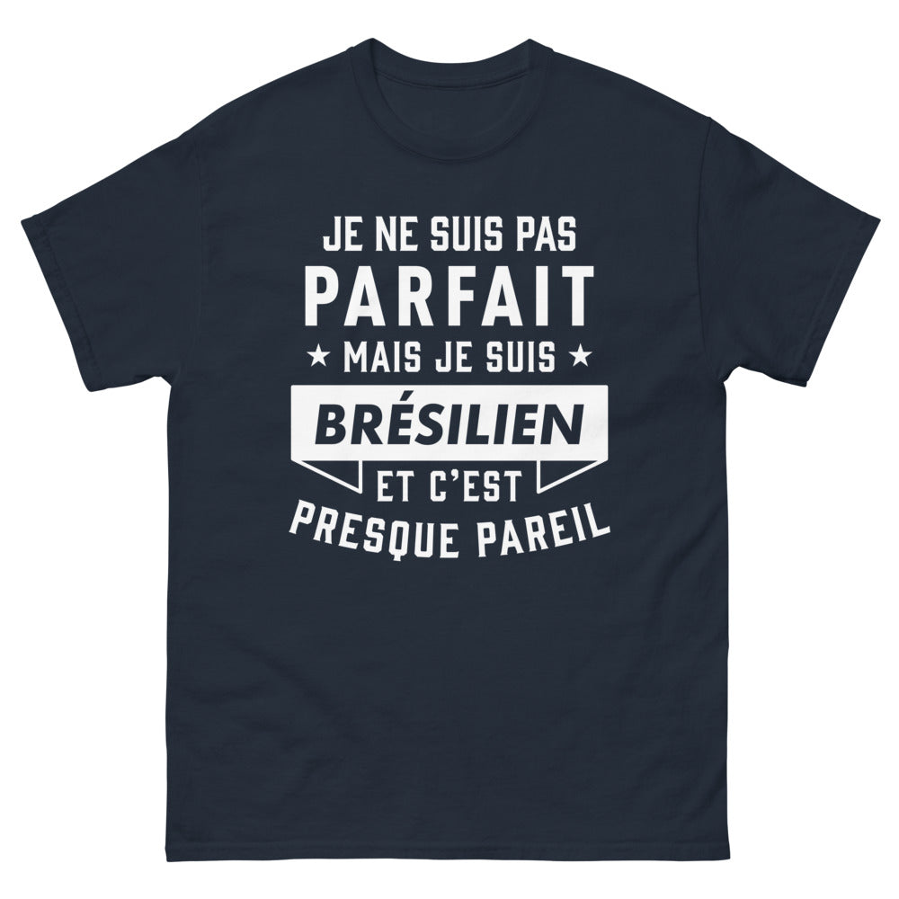 T-shirt Brésilien marine - Je ne suis pas parfait mais presque