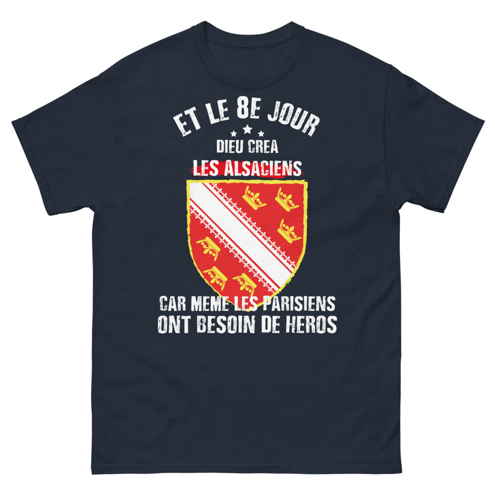 T-shirt Alsacien marine - Et le 8e jour, Dieu créa les Alsaciens