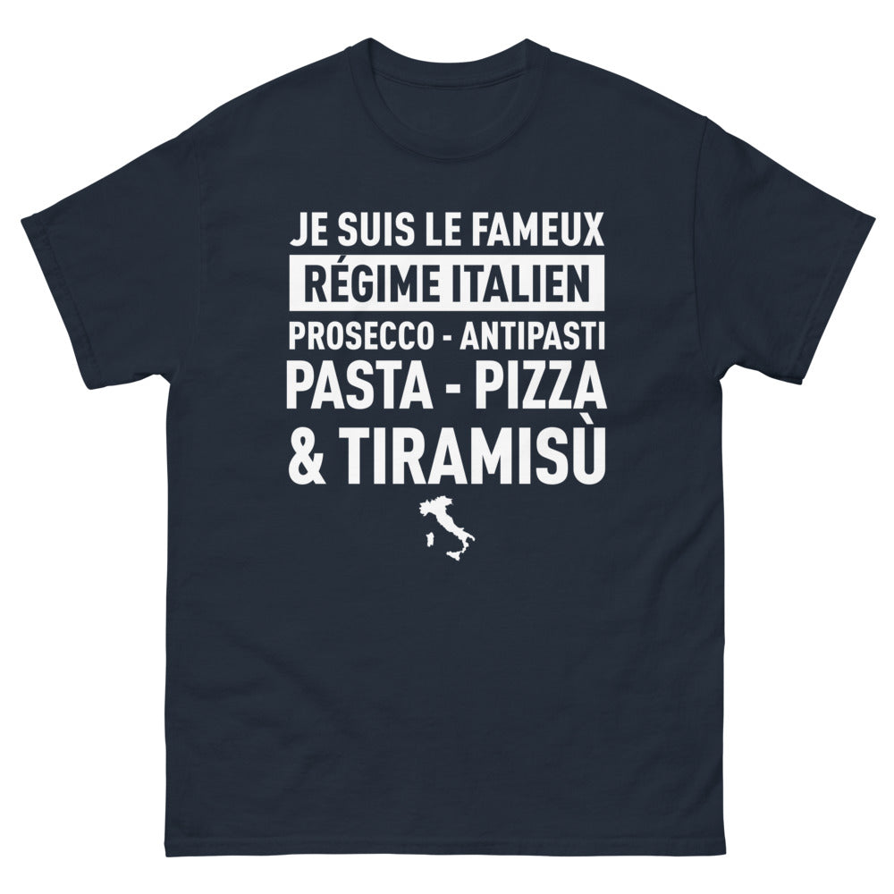T-shirt Italie bleu marine - Célébrez le régime italien avec humour