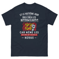 Thumbnail for T-shirt Normandie marine - Le huitième jour, Dieu créa les Normands