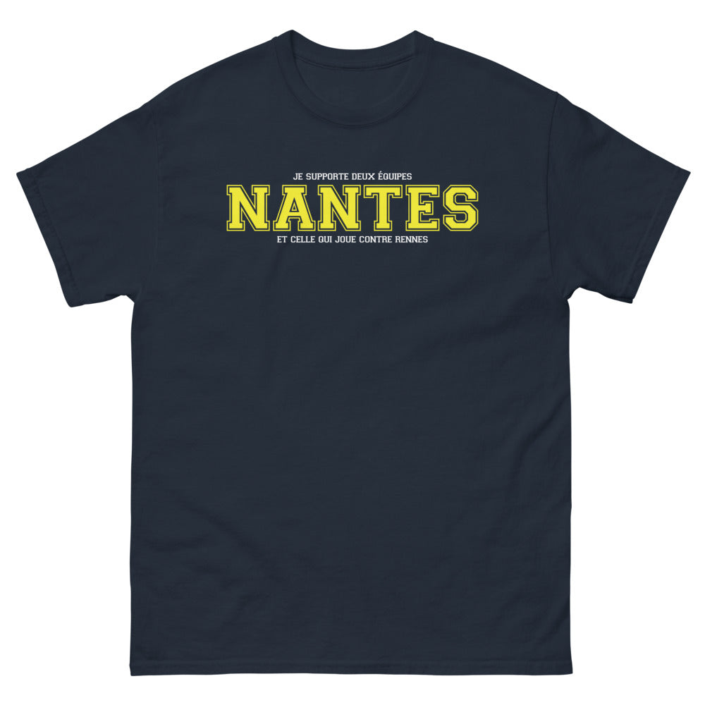 T-shirt Nantes marine - Je supporte deux équipes : Nantes et celle qui joue contre Rennes