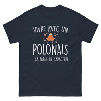 Thumbnail for T-shirt Pologne marine - Vivre avec un Polonais, caractère forgé