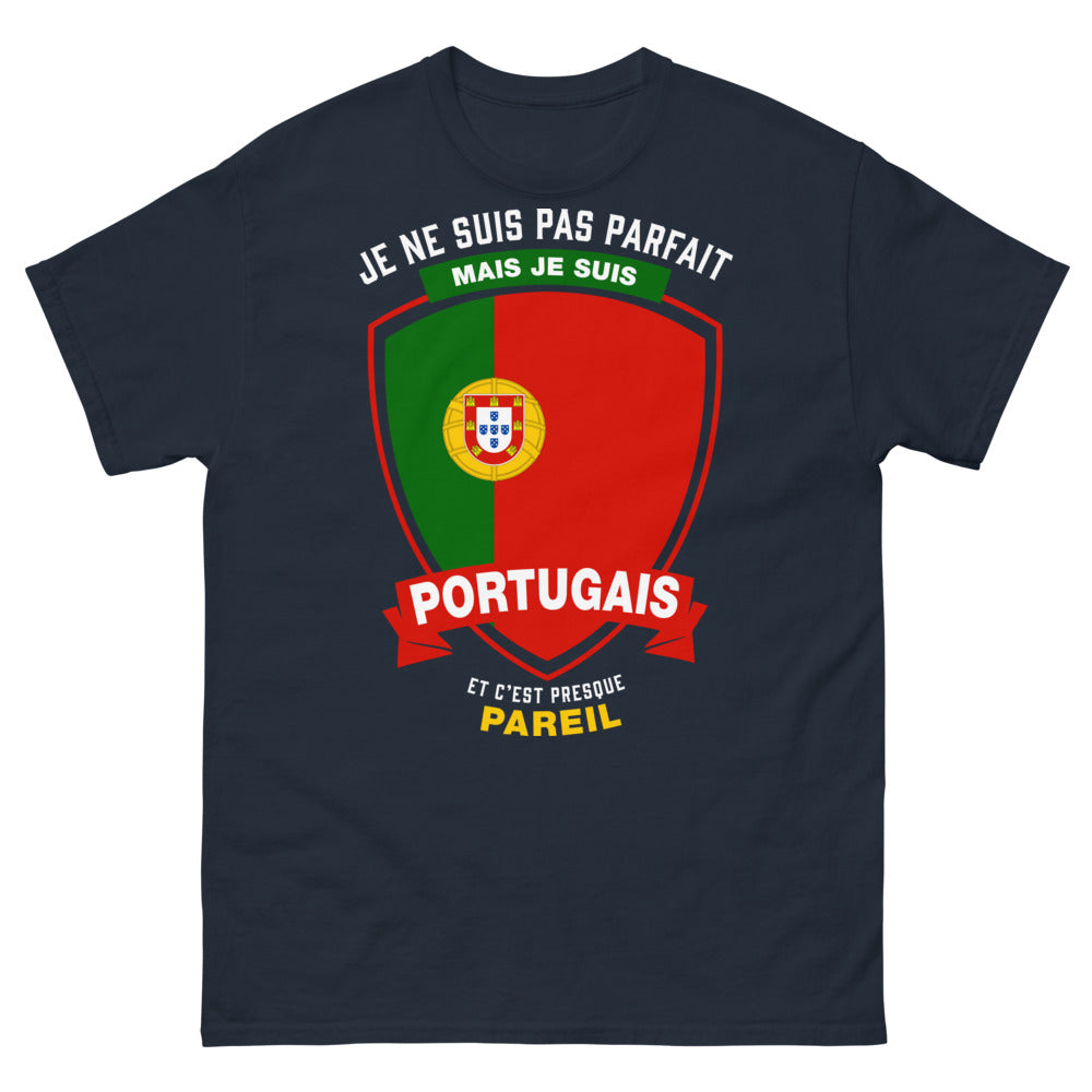 T-shirt Portugal marine - Je ne suis pas parfait mais je suis Portugais