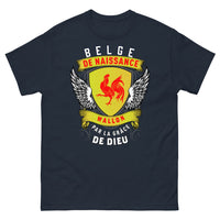Thumbnail for T-shirt Wallon marine - Belge de Naissance, Wallon par la Grâce de Dieu