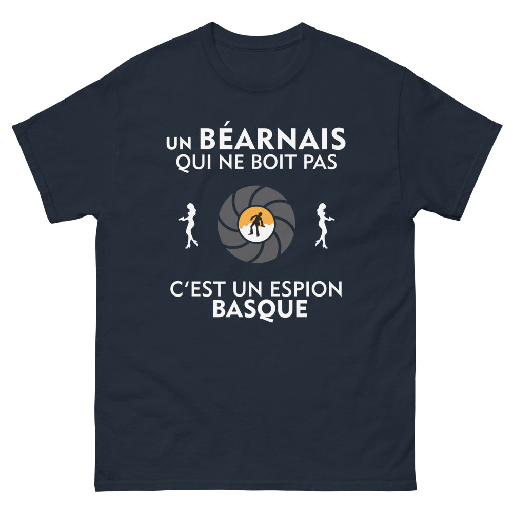 T-shirt Béarn marine - Un Béarnais qui ne boit pas, c’est un espion Basque