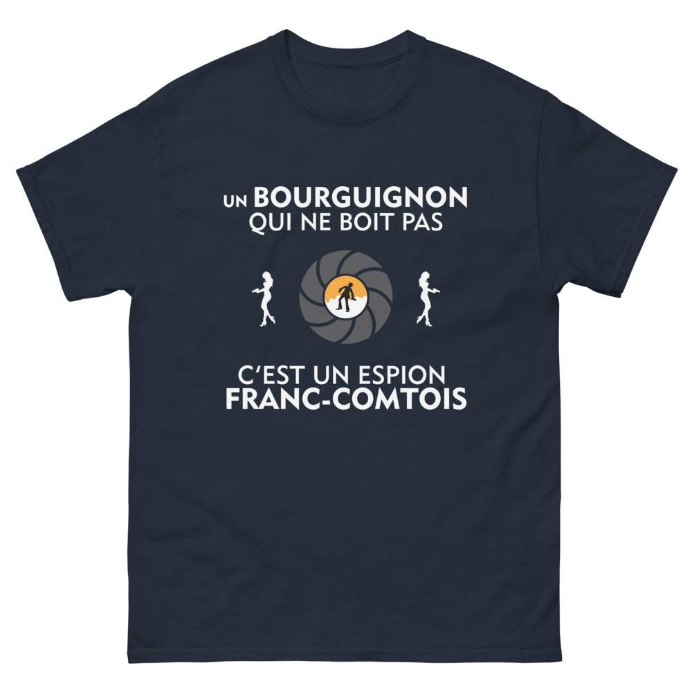 T-shirt Bourgogne marine - Un Bourguignon qui ne boit pas, c'est un espion franc-comtois !