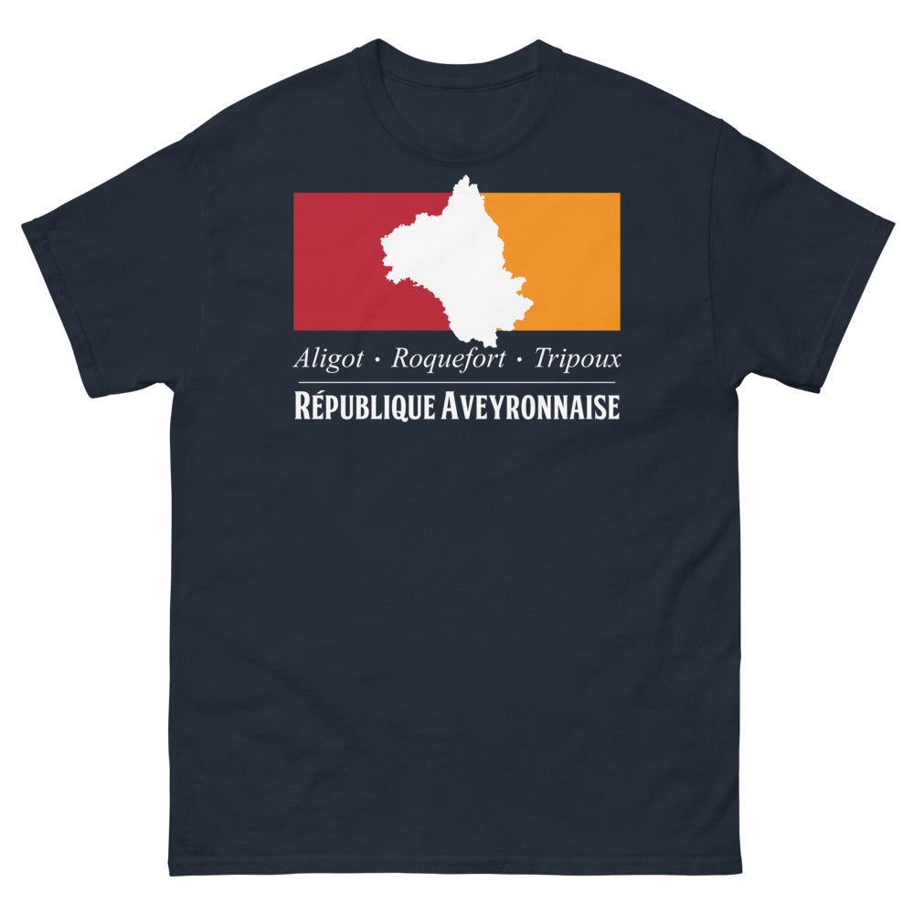T-shirt Aveyron marine - hommage à l'aligot et roquefort