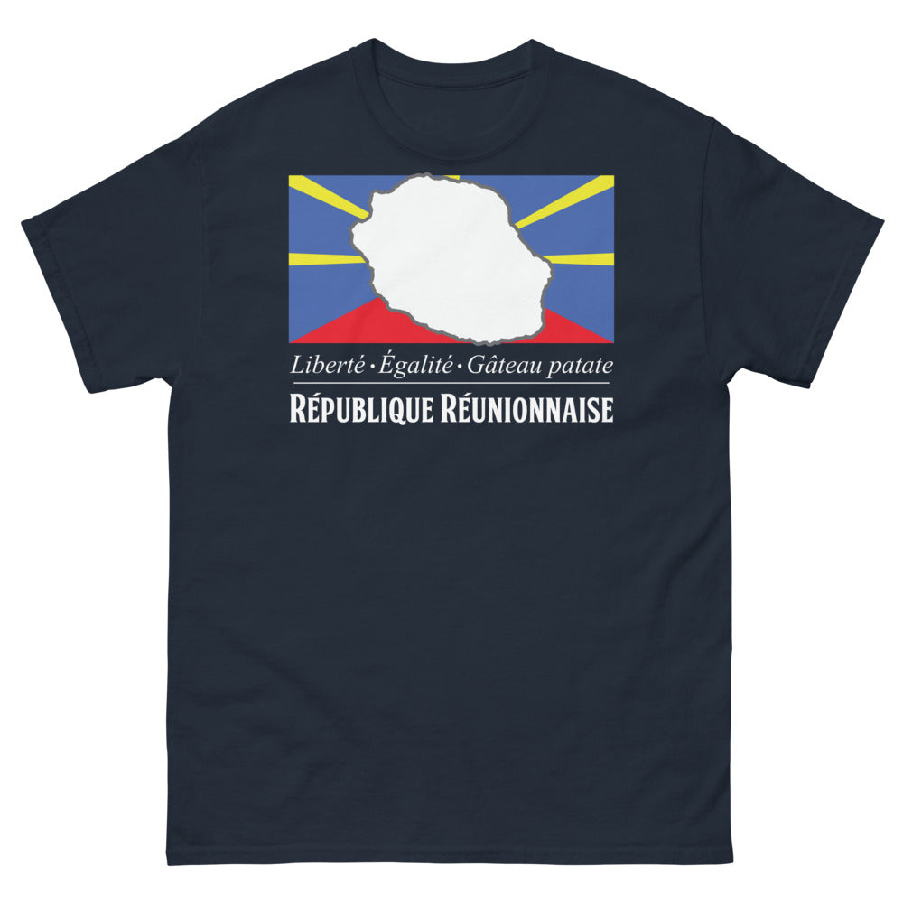 T-shirt Réunion marine - Liberté, Égalité, Gâteau Patate