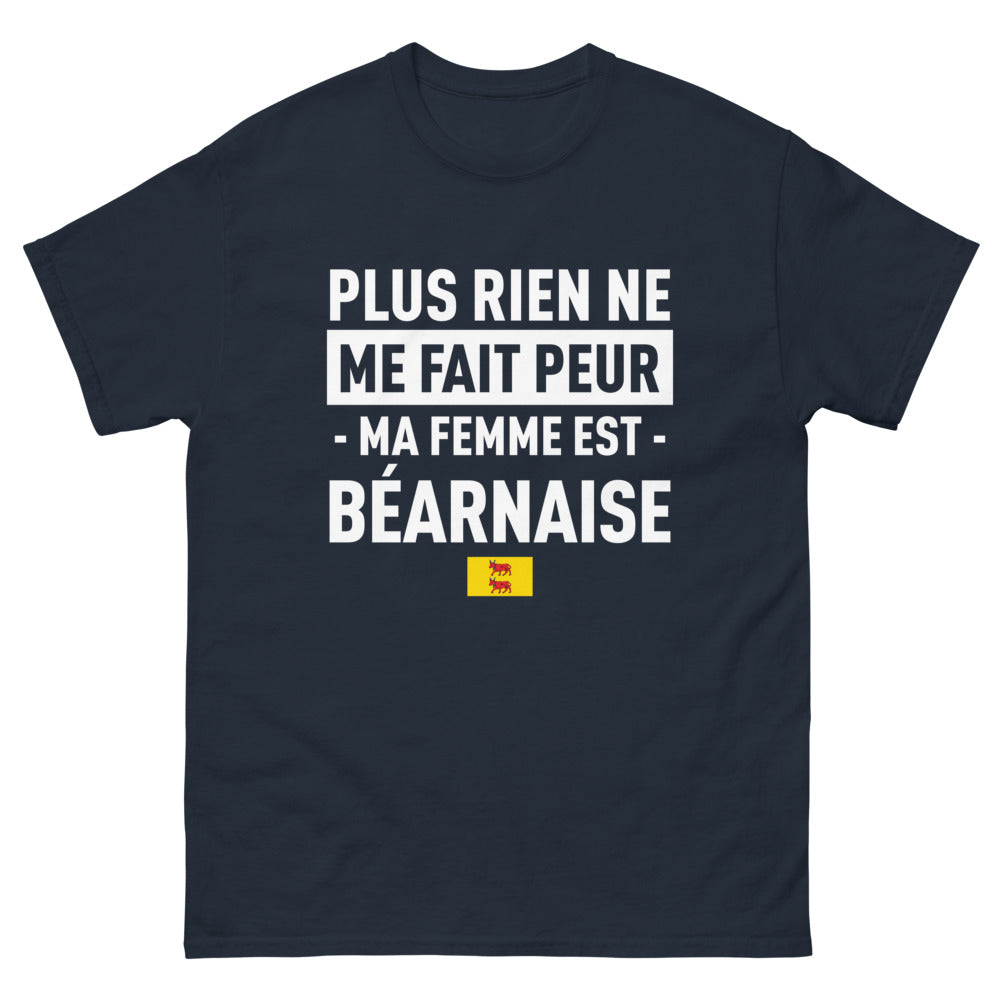 T-shirt Béarnais marine - Rien ne me fait peur, ma femme est Béarnaise