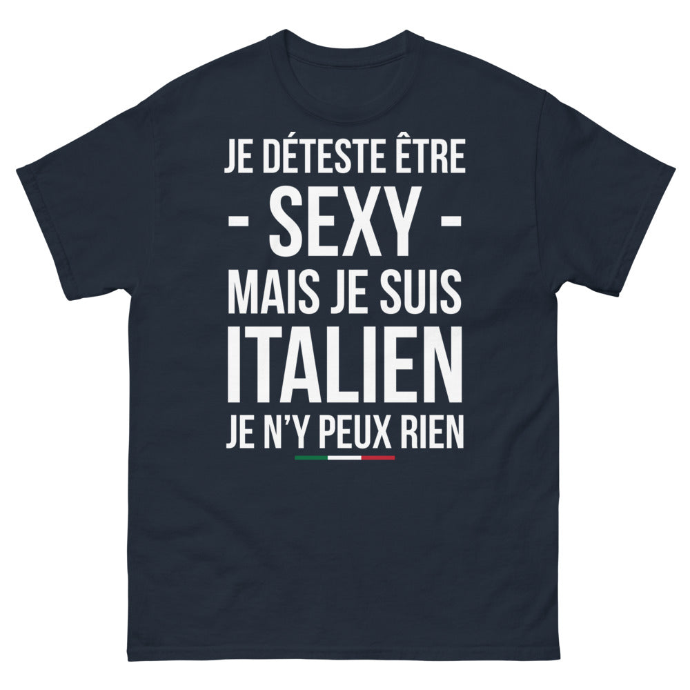 T-shirt Italien noir dos - Je déteste être sexy mais je suis italien