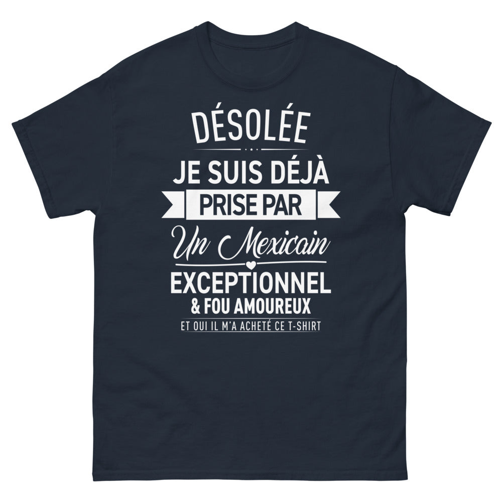 T-shirt Mexicain noir dos - Désolée, je suis déjà prise