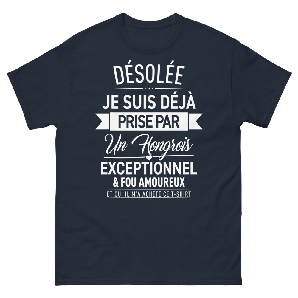 T-shirt Hongrois marine - Désolée, je suis déjà prise