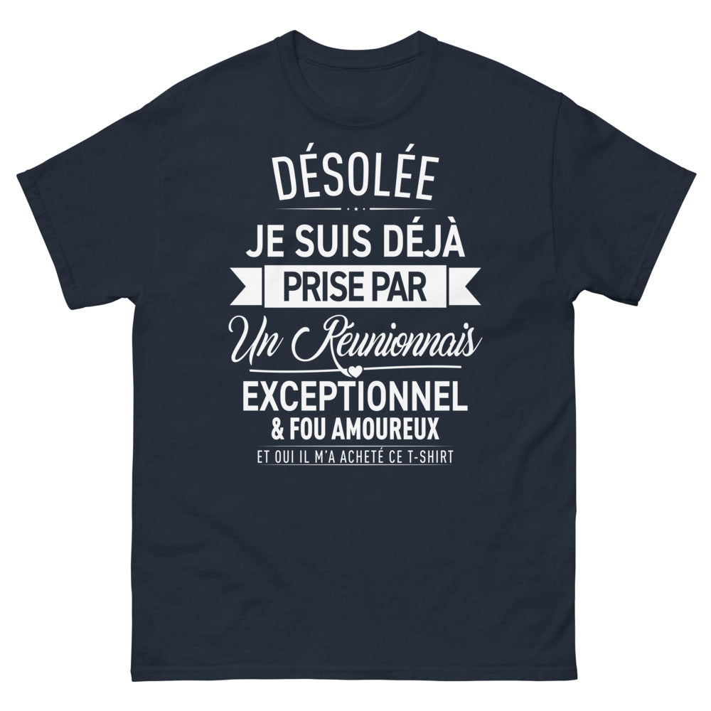 T-shirt Réunion marine - Désolée, déjà prise par un Réunionnais