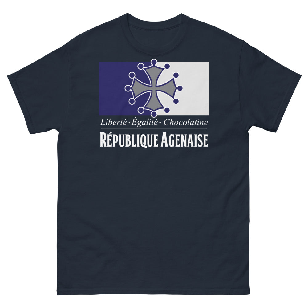 T-shirt Agenais marine - Liberté, Égalité, Chocolatine humoristique