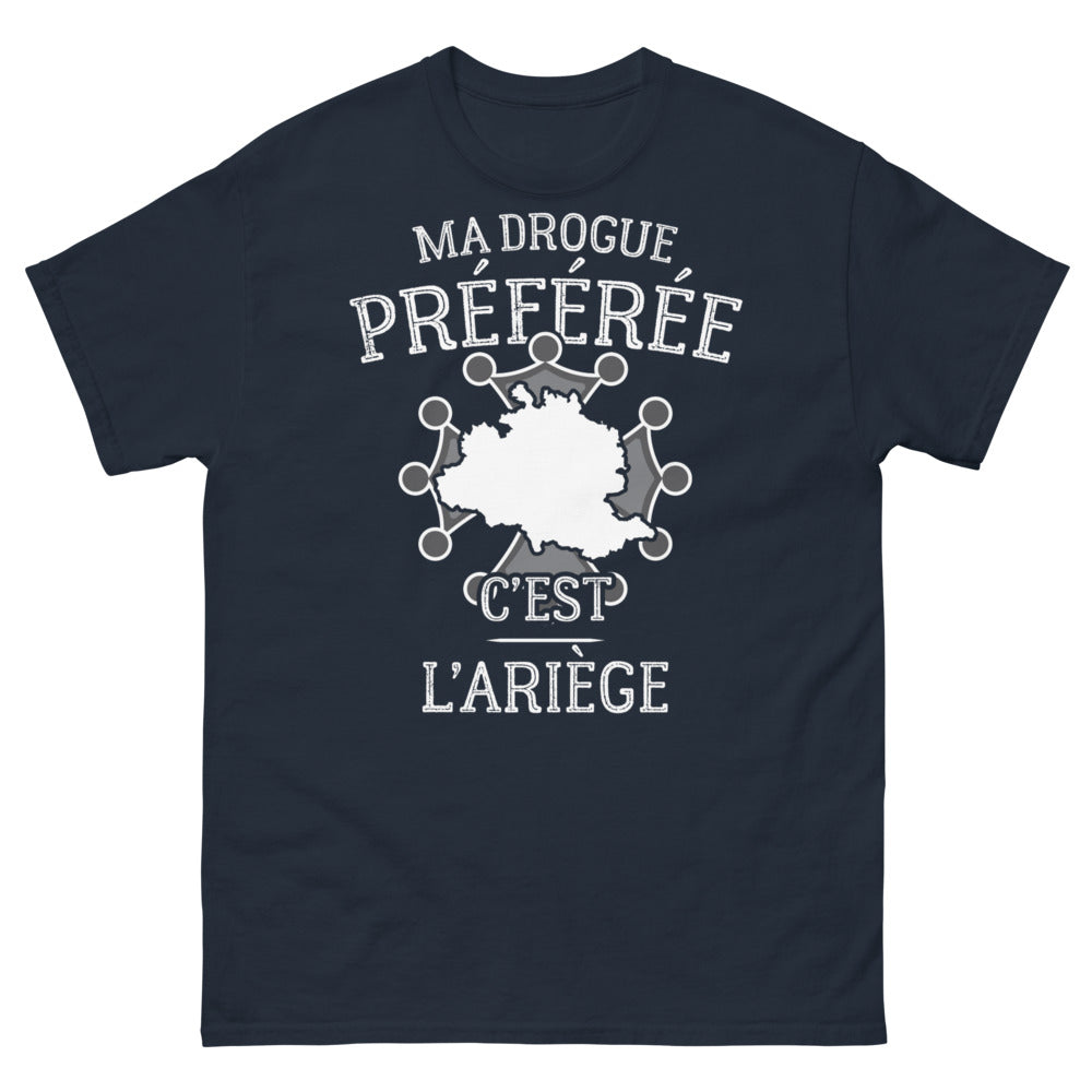 T-shirt Ariège marine - Ma drogue préférée, c'est l'Ariège