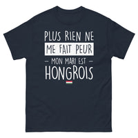 Thumbnail for T-shirt Hongrois marine - Rien ne me fait peur, mon mari est Hongrois!