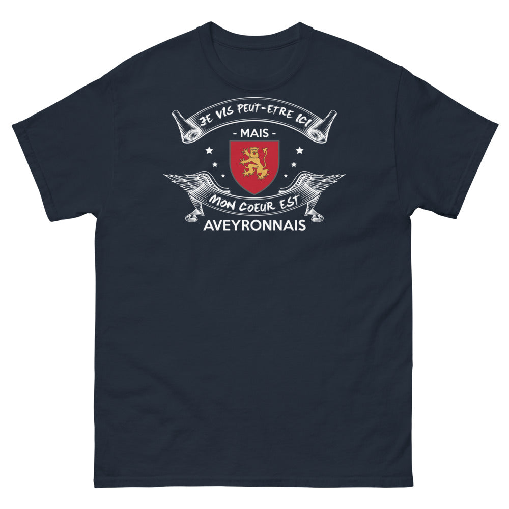 T-shirt Aveyron marine - Mon cœur bat en Aveyron