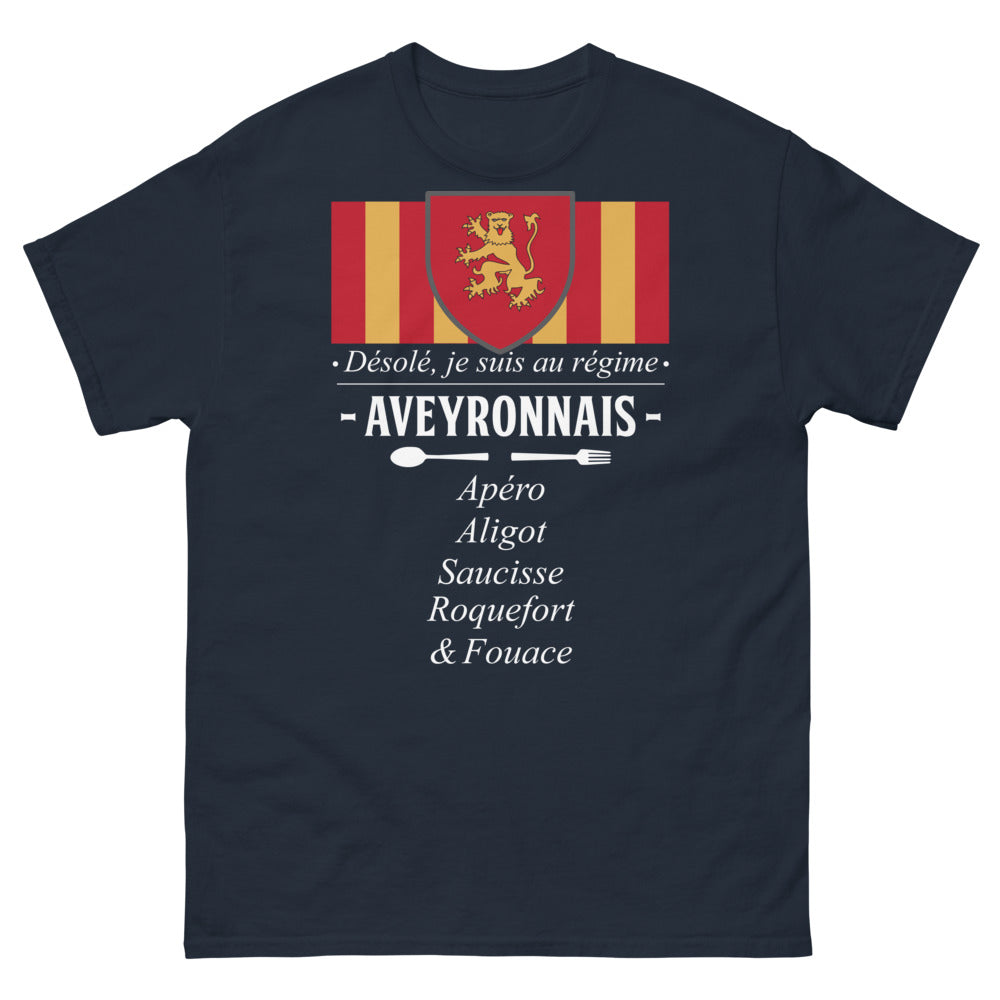 T-shirt Aveyron marine - Désolé je suis au régime aveyronnais