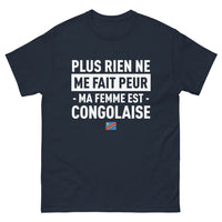 Thumbnail for T-shirt Congo marine - Plus rien ne me fait peur, ma femme est Congolaise