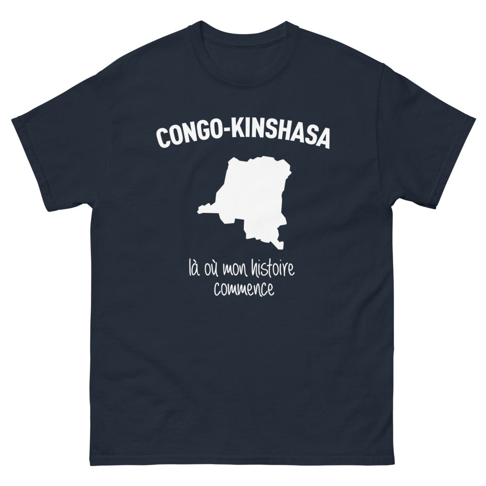 T-shirt Congo Kinshasa marine - Là où mon histoire commence