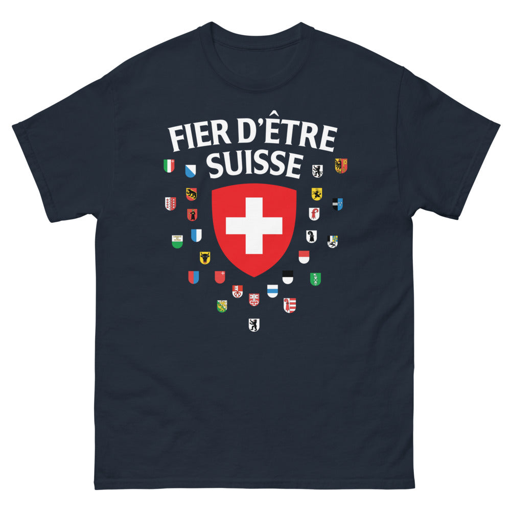 T-shirt Suisse marine - Fier d'être helvétique