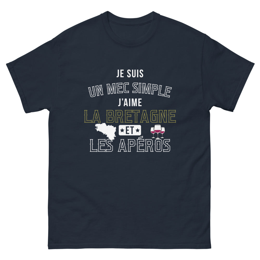 T-shirt Bretagne marine - Je suis un mec simple, j'aime les apéros
