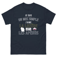 Thumbnail for T-shirt Lozère marine - Je suis un mec simple, j'aime la Lozère et les apéros